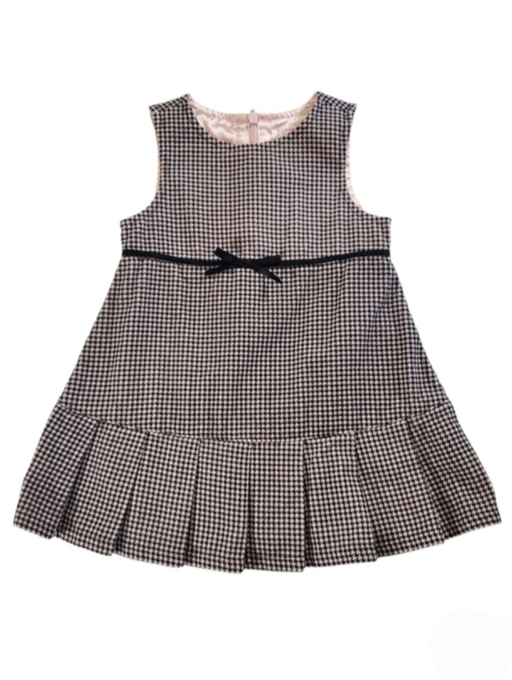 K1195 * Gymboree City Sidewalk Houndstooth Jumper Dress Black White Size 12/18M